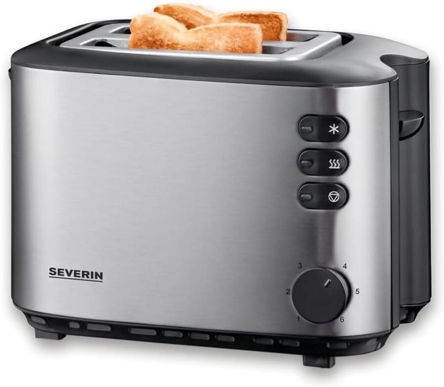Automatische Broodrooster Broodrek Toastapparaat Perfect Ontbijt Geïntegreerd Broodjesopzetstuk 850 Watt Twee Sleuven Roestvrij Staal Zwart