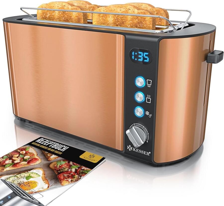 Automatische Broodrooster met Lange Sleuf en 6 Bruiningsniveaus