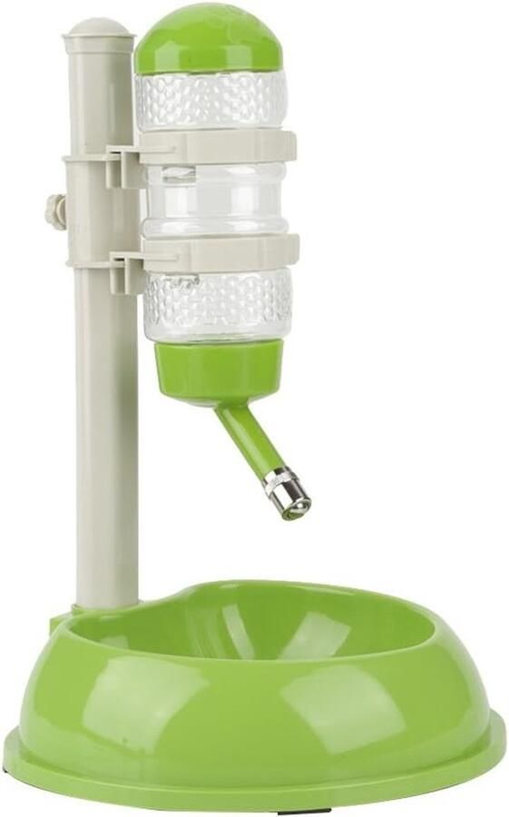 Automatische hondenvoer- en waterdispenser met verstelbare drinkfles voor huisdieren ideaal voor katten en honden (23 0 x 23 5 x 36 0 cm) Groen handig en praktisch voor dagelijks gebruik