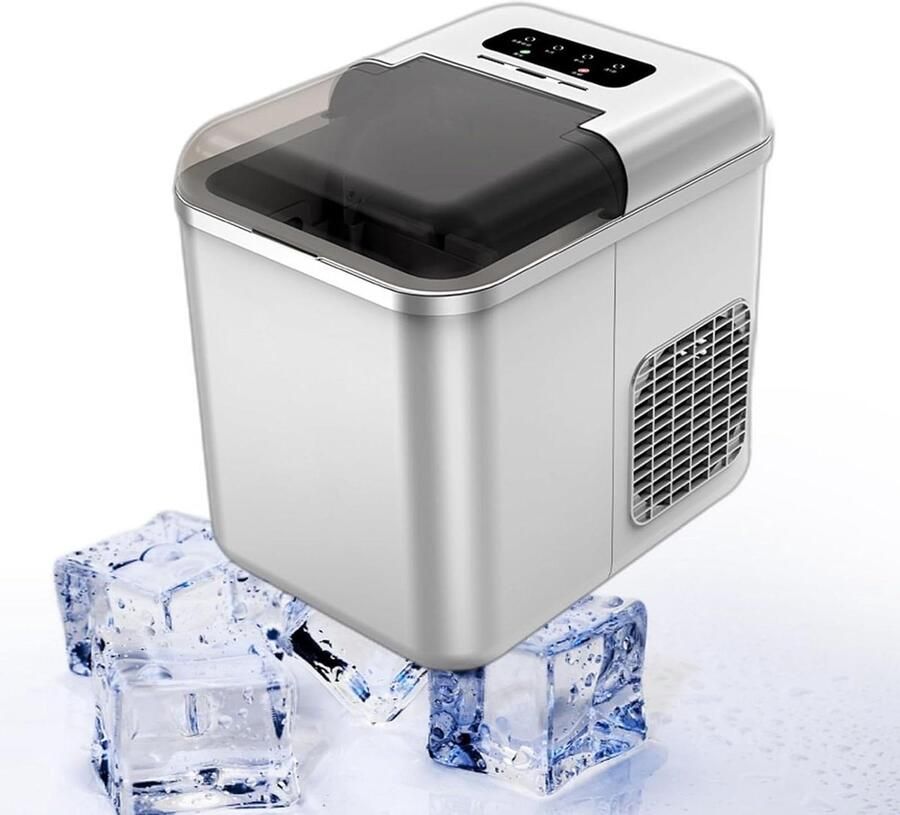 Automatische ijsblokjesmachine IJsmachine aanrecht Dranken Koelen Snel ijs maken 12 kg per 24 uur Zilver