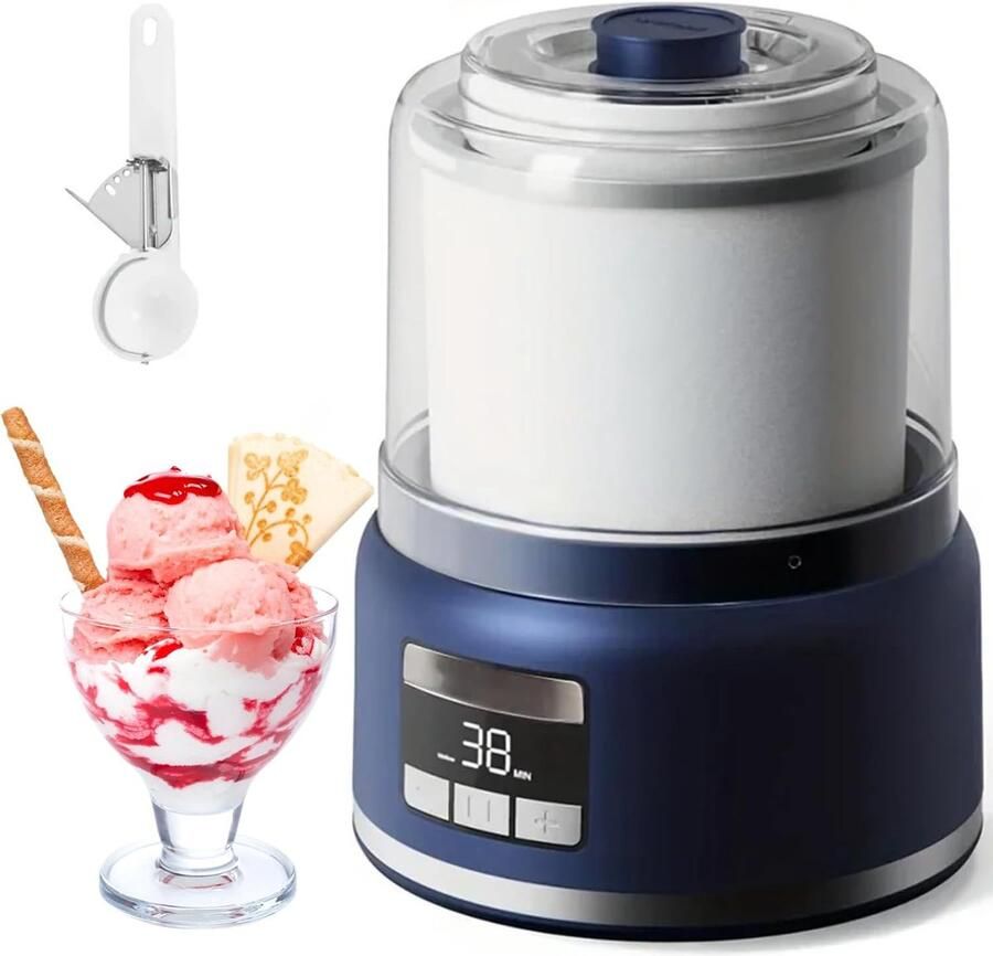 Automatische Ijsmaker Dessert Machine Thuis Genieten Snelle Bereiding 2L Capaciteit Roestvrij Staal