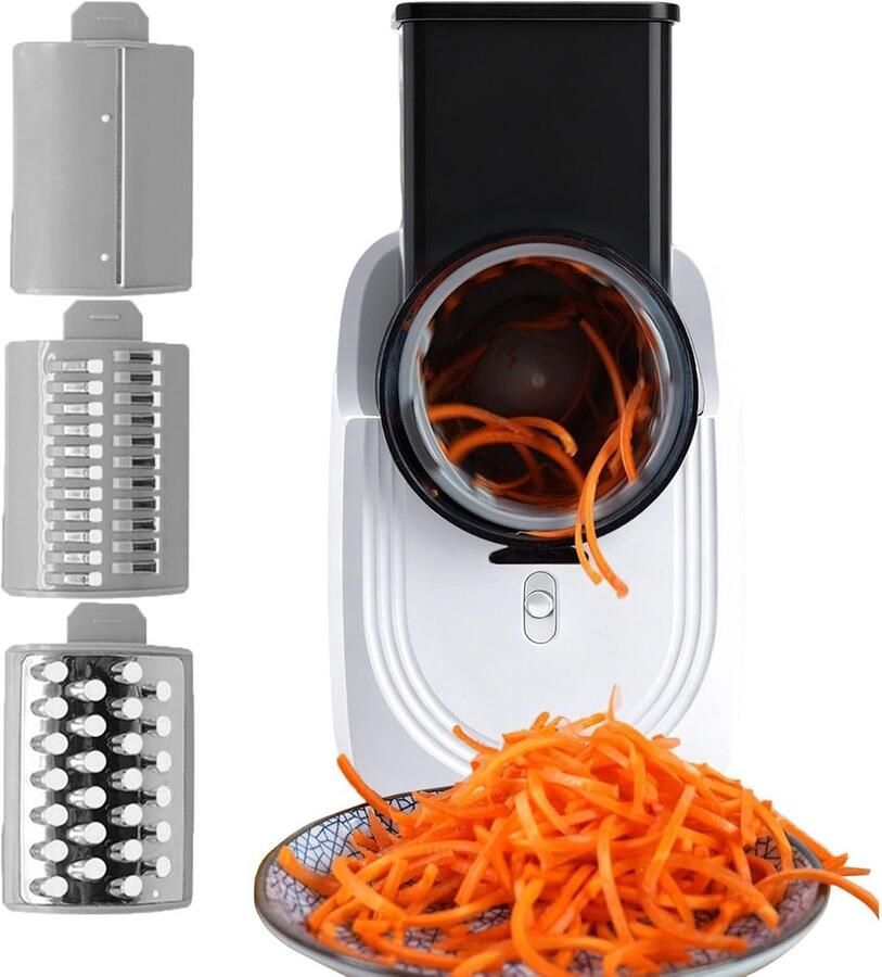 Automatische Kaasrasp Keuken Snijmachine Maaltijdvoorbereiding Vereenvoudigen 3 Verschillende Snijders 15 x 18 x 15 cm Zilver