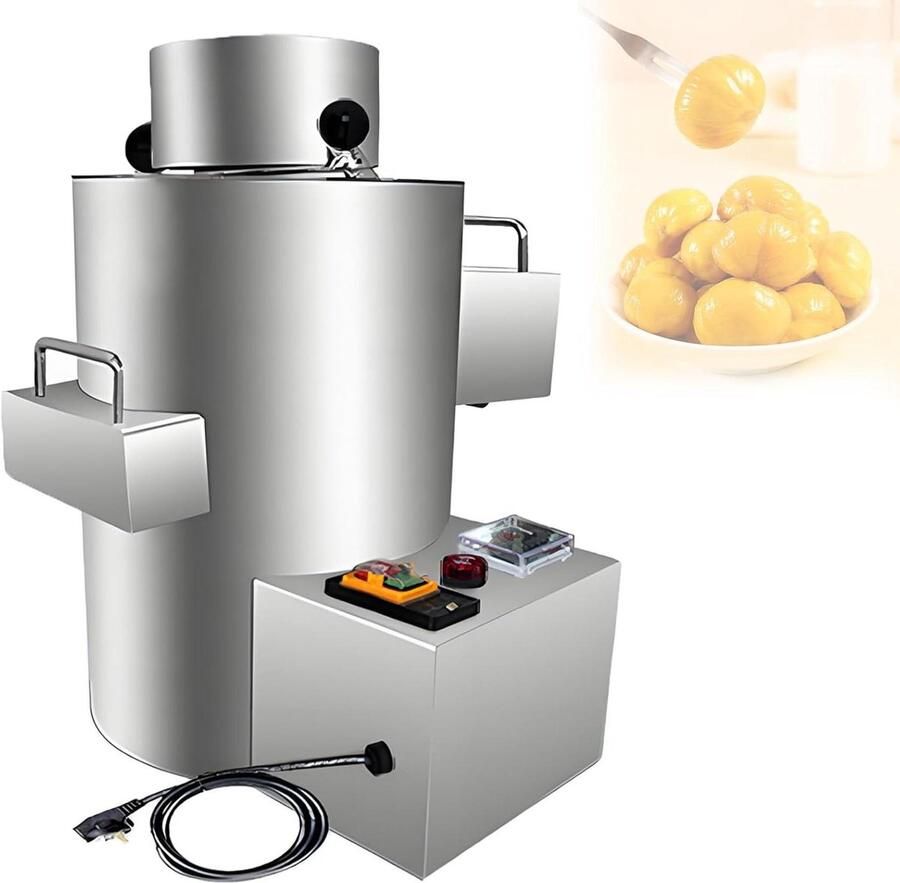 Automatische Kastanje Schiller Keukenmachine Schillen Snel Ingrediënten Bereiden Hoge Capaciteit 100kg u 550W Motor Zilverkleurig