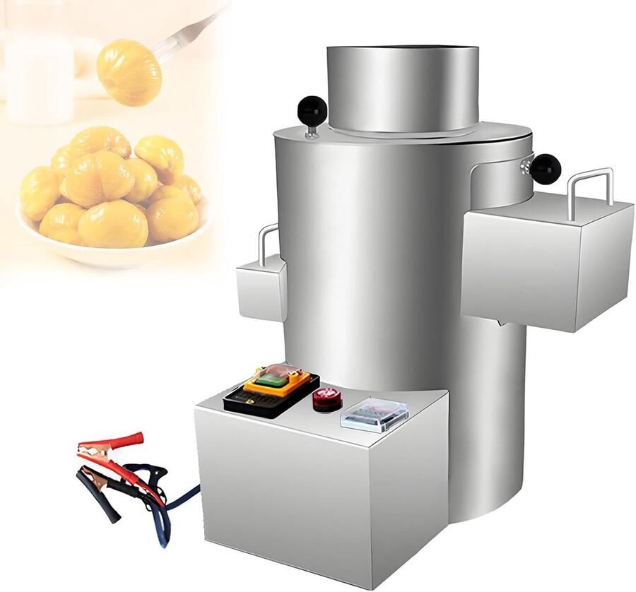 Automatische Kastanje Schilmachine Schilapparaat Kastanjes Snel Kastanjes Verwerken Hoge Capaciteit 100 kg u 550W Zilver