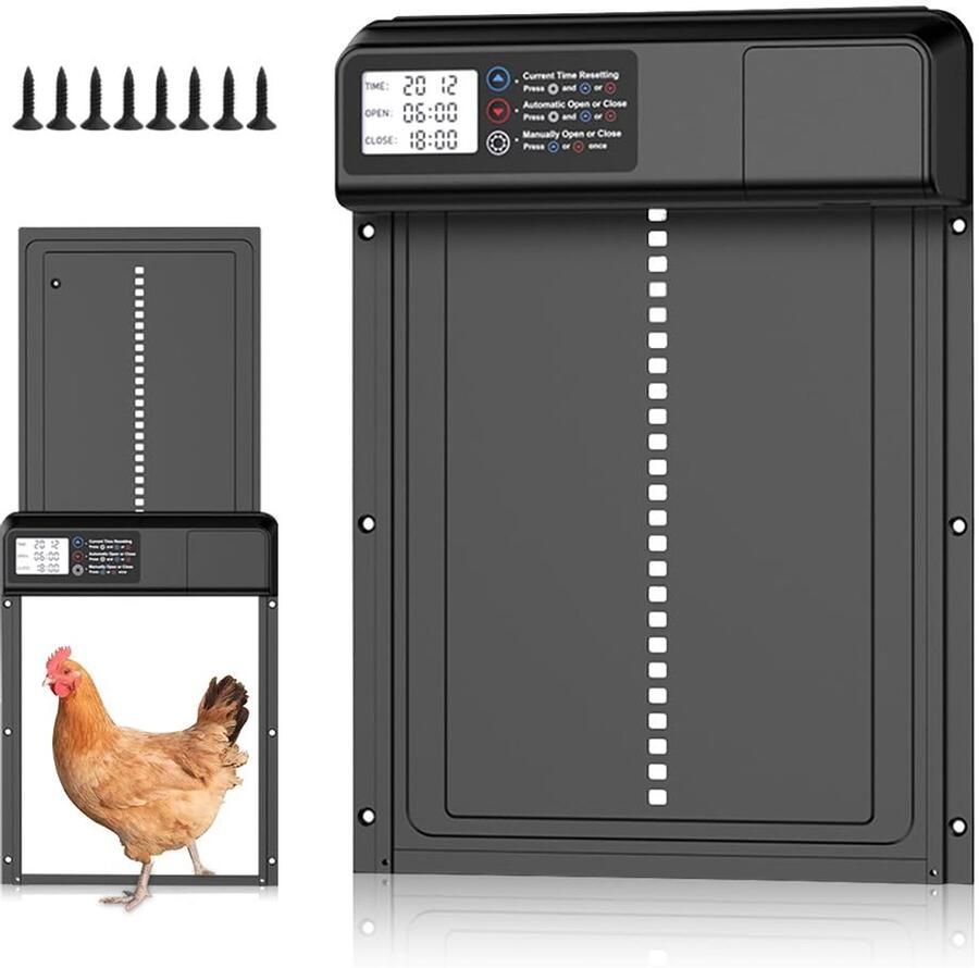 Automatische kippenklep werkt op batterijen elektrische kippenklep met timer en lcd-scherm IP45 waterdicht automatische kippenhokdeur met intellig