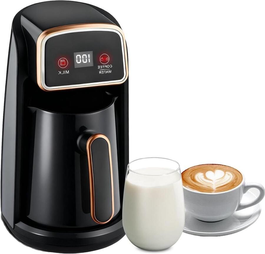 Automatische Koffiezetter Koffiepot Elektrisch Turkse Koffie Maken Dubbel Verwarmingssysteem 300 ml Capaciteit Zwart