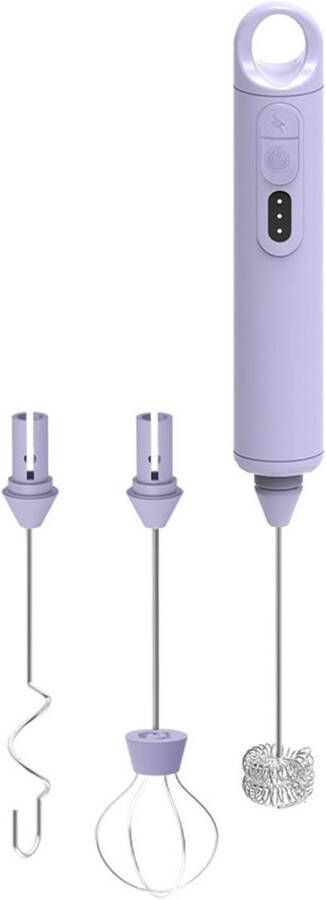 Automatische Melkopschuimer Handheld Oplaadbaar met Vervangende Mengkoppen en 3 Snelheden Melk Koffie Latte Chocolademelk opschuimen