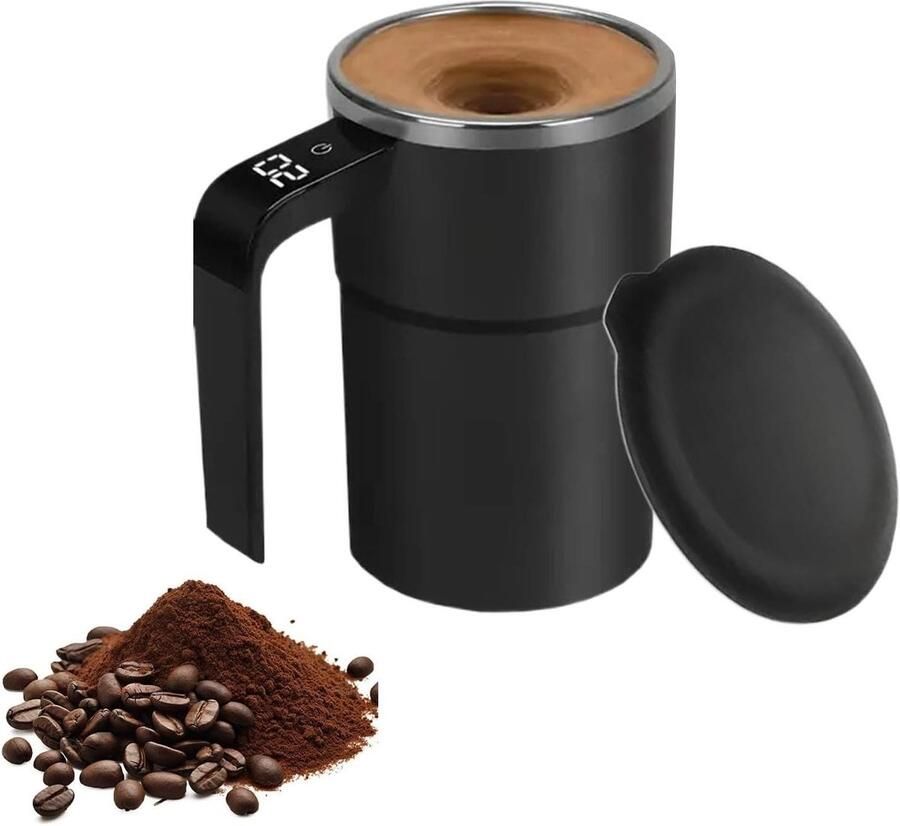 Automatische Mok Zelfroerende beker Dranken Mengen USB-C Oplaadbaar 380 ml Zwart