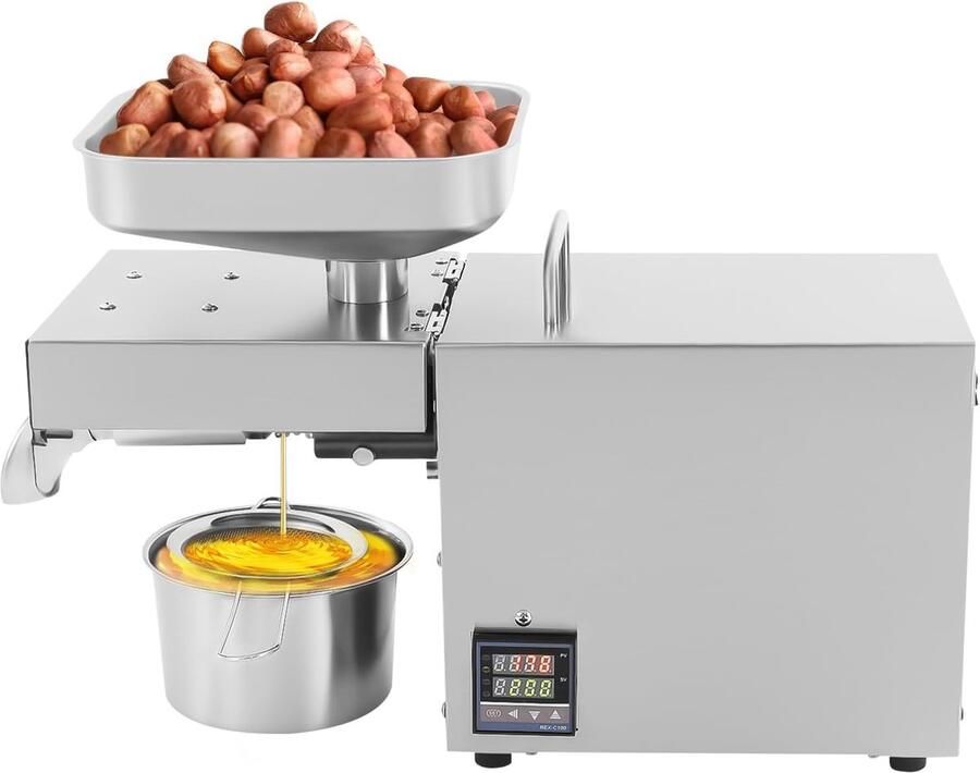 Automatische Oliepers Huishoudelijke Olie Machine Verse Olie Maken Intelligente Temperatuurregeling 45x18x30.5 cm Zilver Zwart