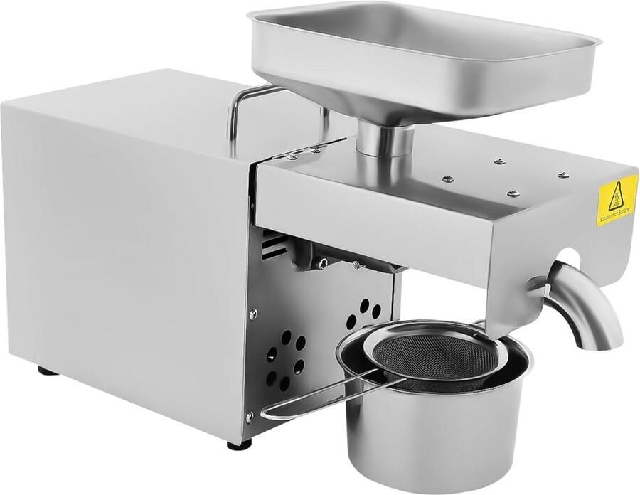 Automatische Oliepers Machine 1500W RVS met LCD Display en 6 Snelheden voor Koud en Warm Persen