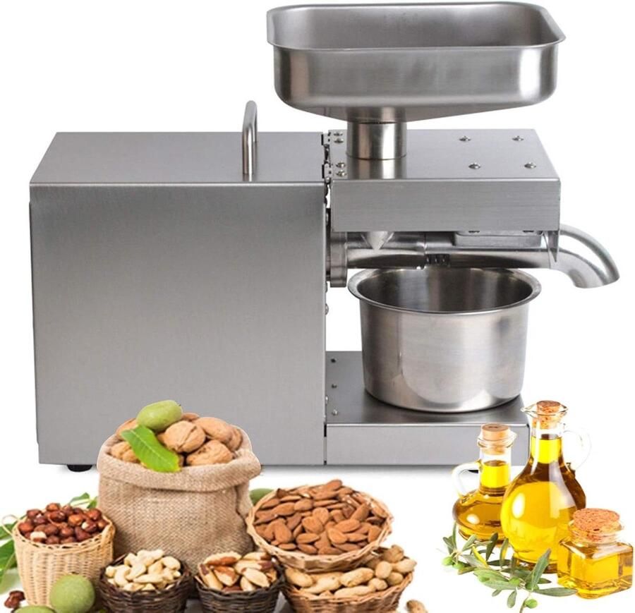 Oliepers Machine Olie Extractor Zelf Olie Maken Hoge Extractie Snelheid 600 Watt Zilver