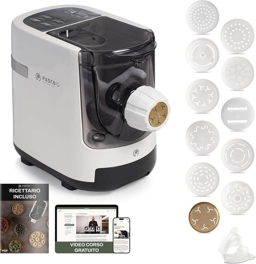 Automatische Pastamachine met Weegschaal en 12 Opzetstukken voor Zelfgemaakte Pasta