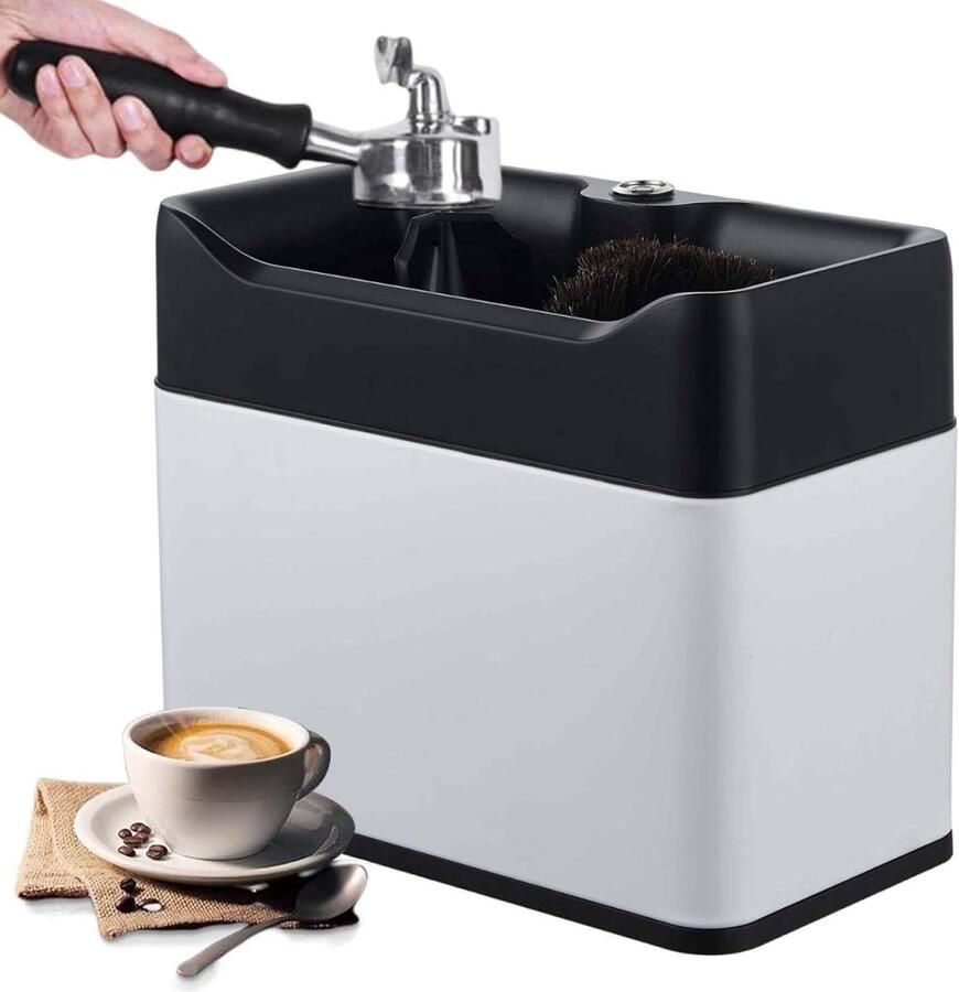 Automatische Portafilter Reiniger Koffiedik Verwijderaar Borstel Espresso Reinigen Dubbele Borstelkop 51-58 mm Wit
