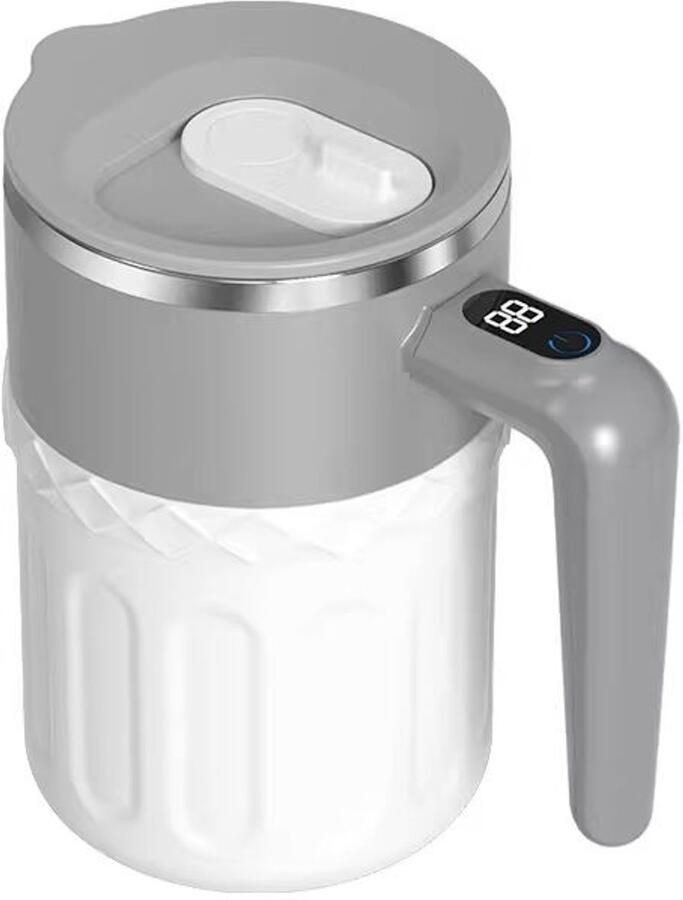 Automatische Roerbeker Magnetisch Grijs-Wit Smart Temperatuurweergave 380ml 6500 RPM 150 Mengbeurten USB Oplaadbaar Koffiebeker Smoothiebeker