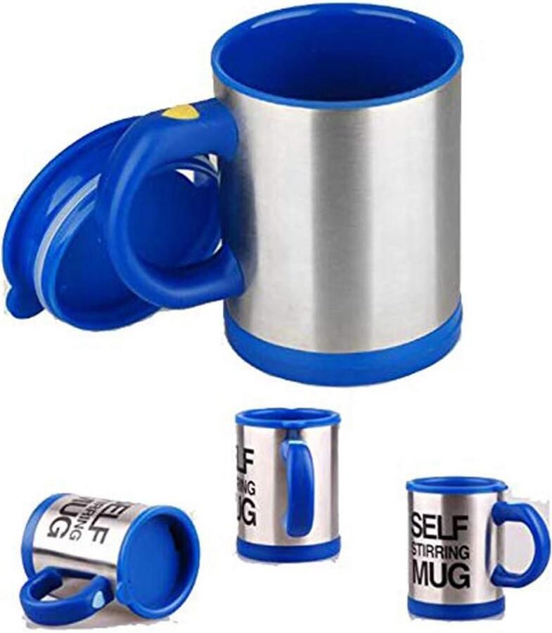 Automatische Roerbeker RVS Zelf Roerende Koffiemok met Deksel voor Thuis & Kantoor