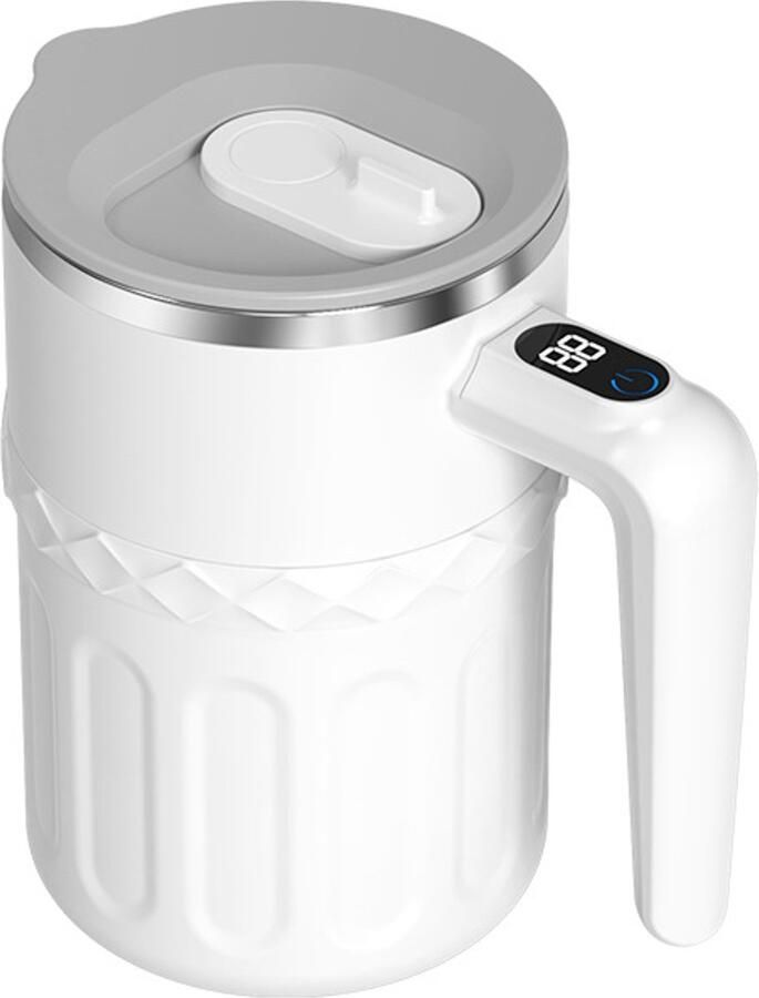 Automatische Roerbeker Smart Temperatuurweergave Magnetisch Elektrisch 380ml Wit 6500 RPM 200mAh Koffie Sojamelk Smoothie Draagbaar