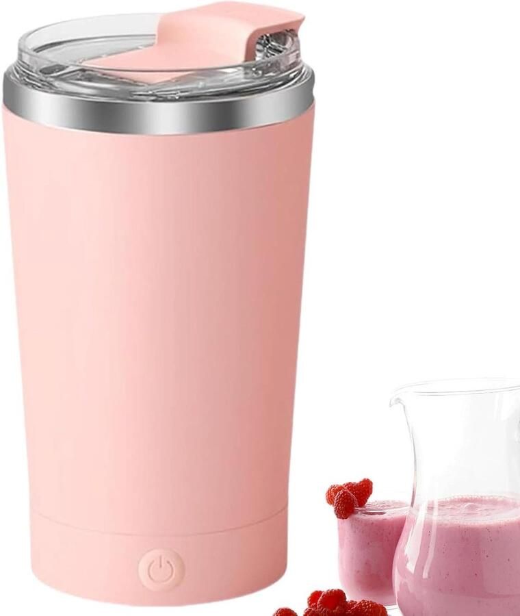 Automatische Roerbeker Zelfmengbeker Mok Dranken Mengen Magnetische Roertechnologie 400 ml Roze