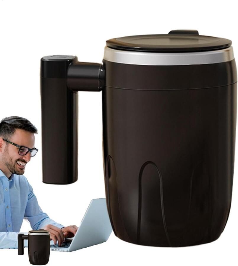 Automatische Roerbeker Zelfroerend Mok Koffie Maken Geïntegreerd Magneetsysteem 380 ml Zwart