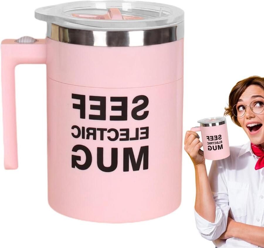 Automatische Roermok Zelfroerende Mok Dranken Mengen Snel Afkoelend 400 ml Roze