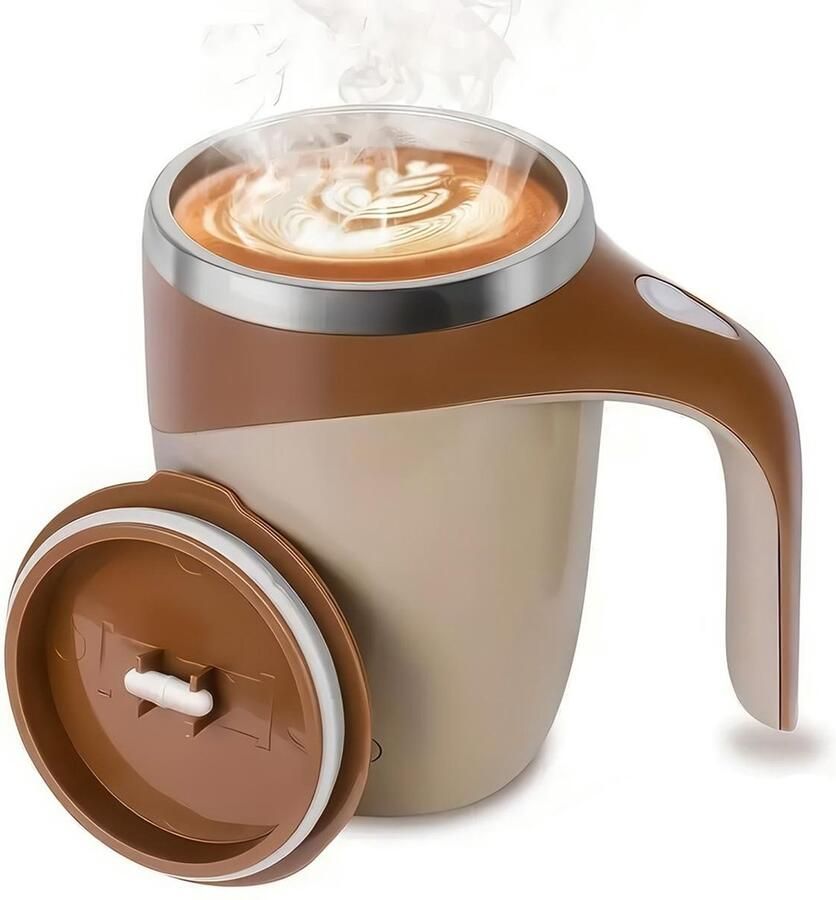 Automatische roestvrijstalen koffiemachine met oplaadbare zelfroerende kop draagbaar geschikt voor gebruik op kantoor en thuis