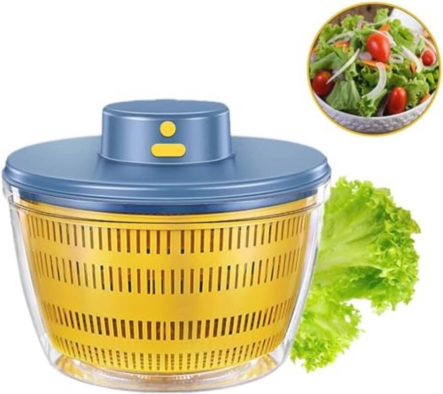 Automatische slacentrifuge voor groenten en fruit USB draadloos 4000 ml Keukenhulp voor snel afwateren