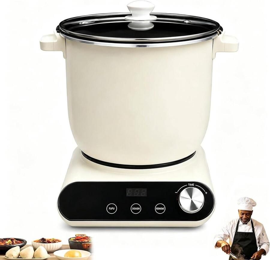 Automatische Swallow Maker Fufu Machine Yam Eenvoudig Koken Krachtige 900W Motor 7L Capaciteit Wit
