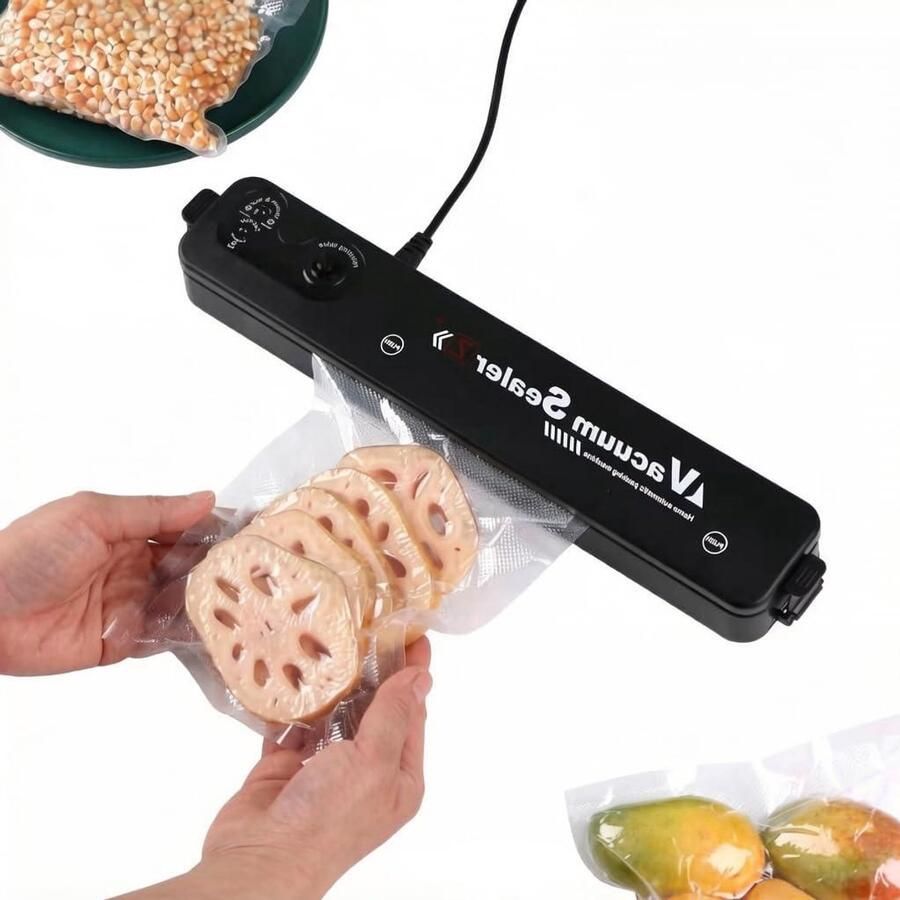 Automatische Vacuümsealer Voedselverzegelaar Voedsel Conserveren Droog en Vochtig Compact Ontwerp Zwart