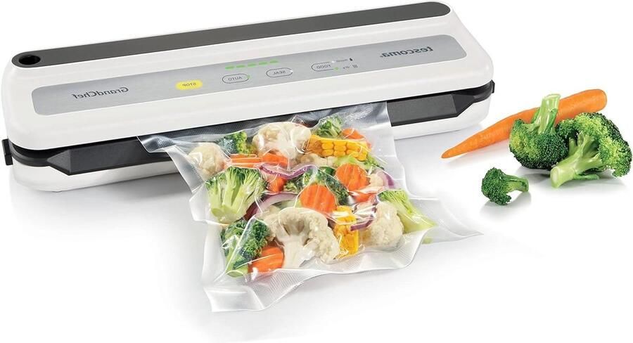 Automatische voedselverpakker Vacuümmachine Voedsel bewaren Droog nat functie 20 x 300 cm rol Wit