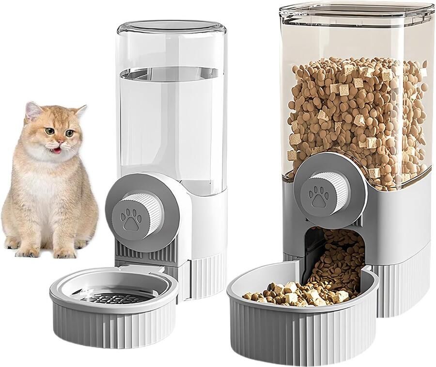 Automatische Voer- en Waterdispenser Set voor Huisdieren 2 Stuks Ideaal voor Honden en Katten Compact en Handig 22 x 20 x 10 cm 20 x 17 x 8 cm
