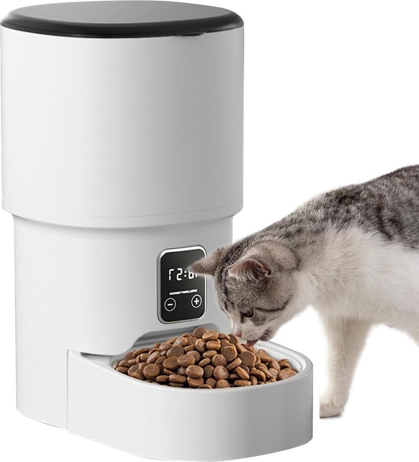 Automatische Voerdispenser voor Katten en Honden 4L Droogvoer RVS Voerbak Timer voor 1-4 Maaltijden per Dag
