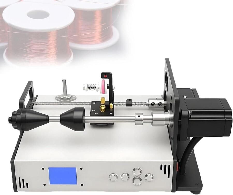 Automatische Wikkelmachine Spoelwikkelaar Draad Precisie Wikkelen Instelbaar Toerental Tot 10cm Breed Zwart