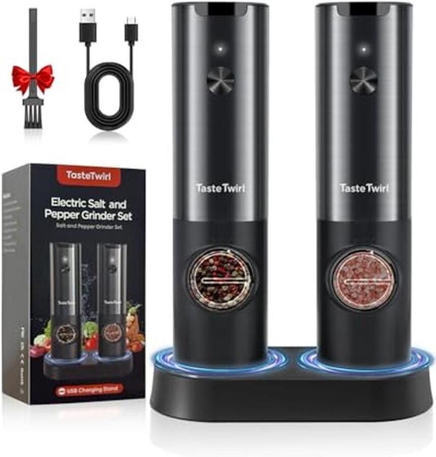 Automatische zout- en pepermolen met USB-oplaadstandaard Eenvoudig te bedienen met één hand