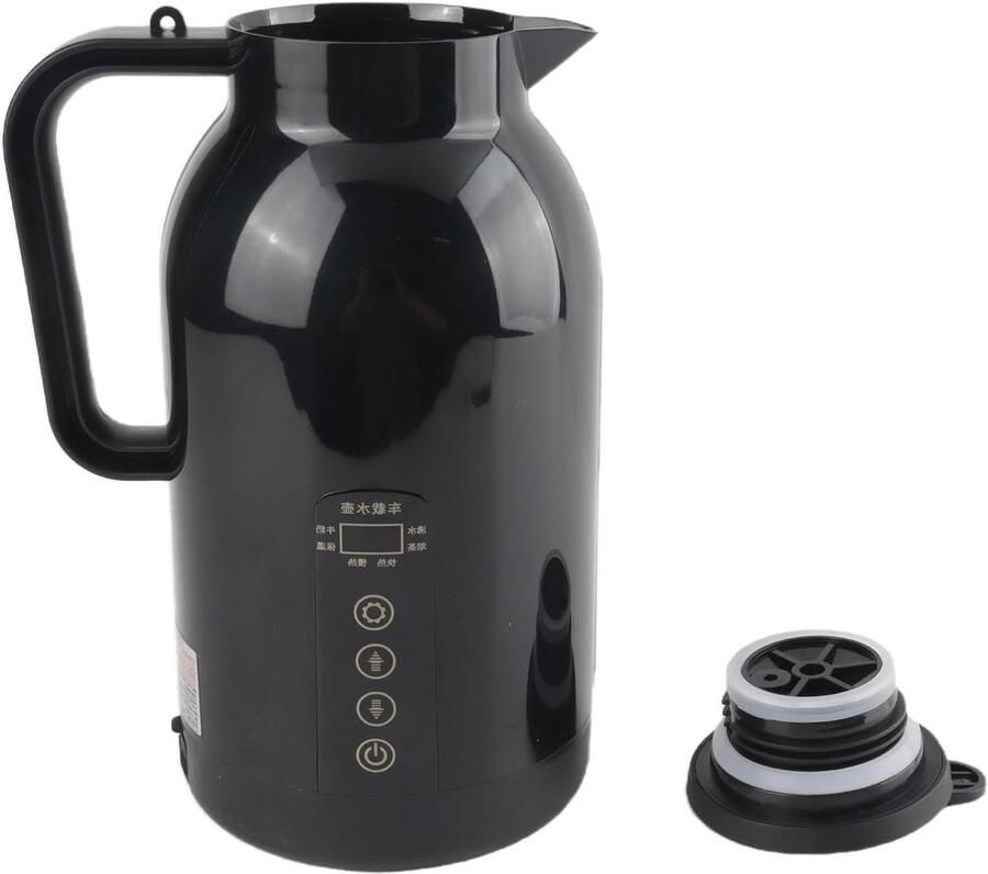 Autowaterkoker 1300ml Verwarmingsbeker Auto Onderweg Water Koken 304 Roestvrij Staal 13 x 26 cm Zilver