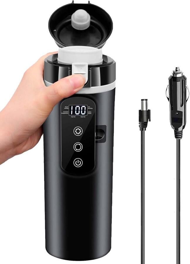 Autowaterkoker Reiskoker Onderweg Drankjes Intelligent Touchscreen 400 ml Wit