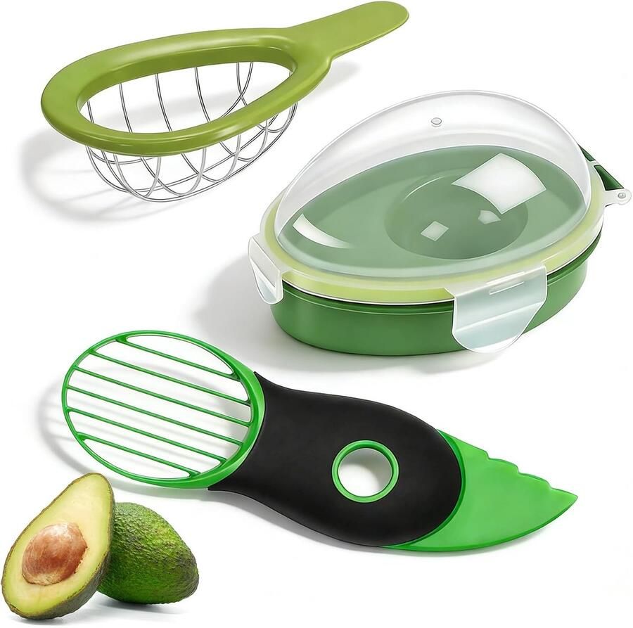 Avocado Gereedschap Snijder Opslag Keuken Voorbereiding 3-delige set 17 x 10 x 6 cm Groen