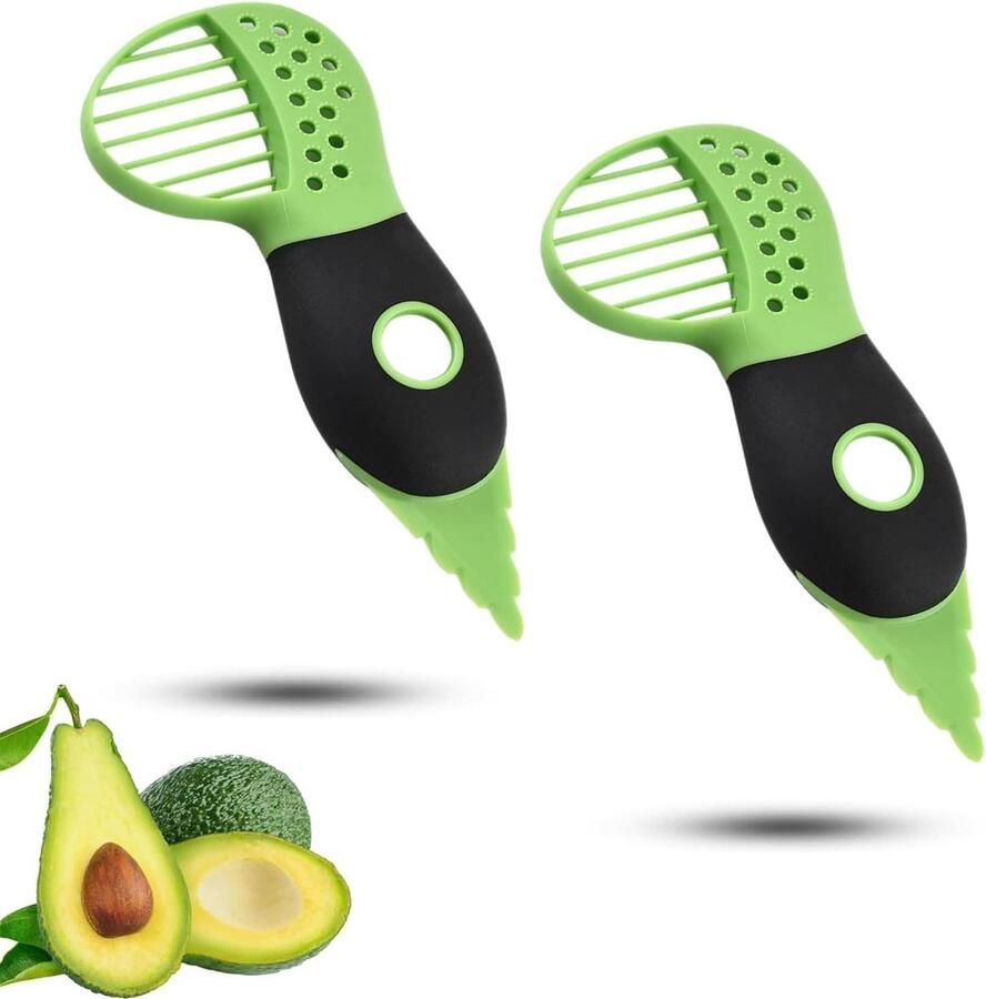 Avocado Snijmachine Avocado Tool Fruit Voorbereiden 3-in-1 Ontwerp 2 stuks Groen en zwart