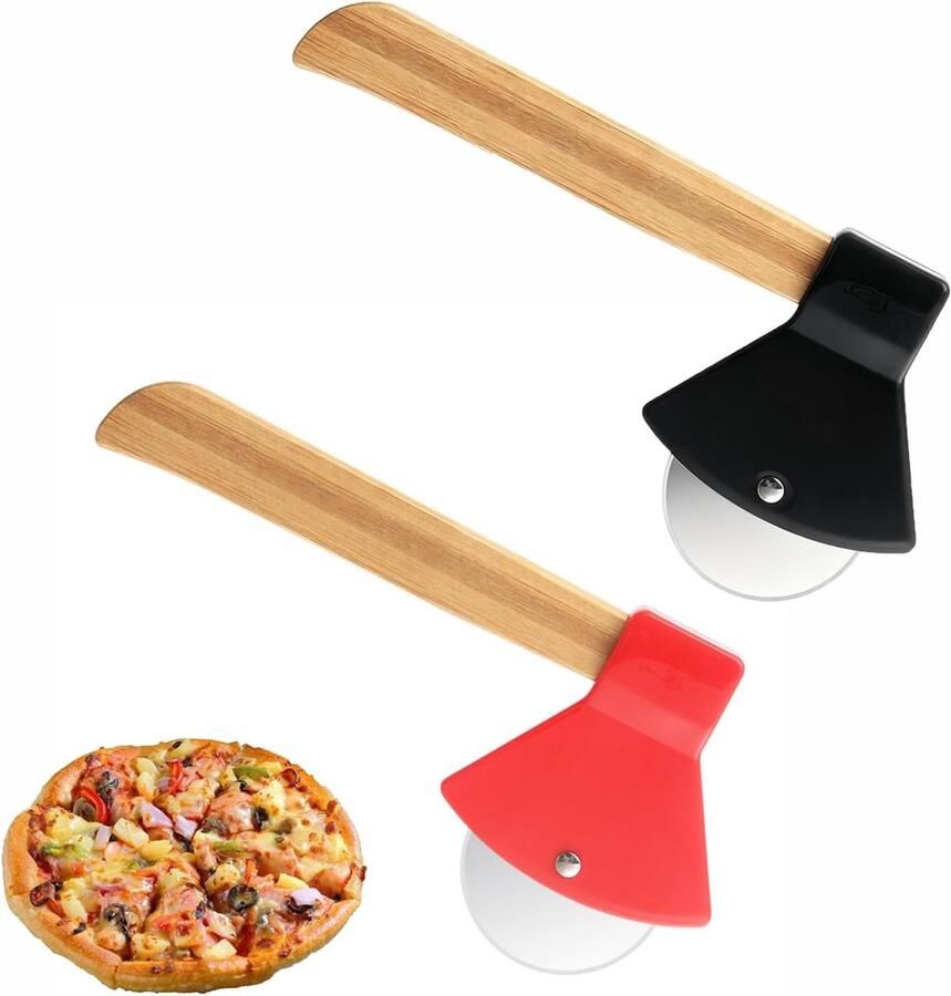 Axe Shape Pizza Cutter Set van 2 Stuks RVS Handpizza Snijder voor Pizza Wafels en Pannenkoeken Bakgereedschap