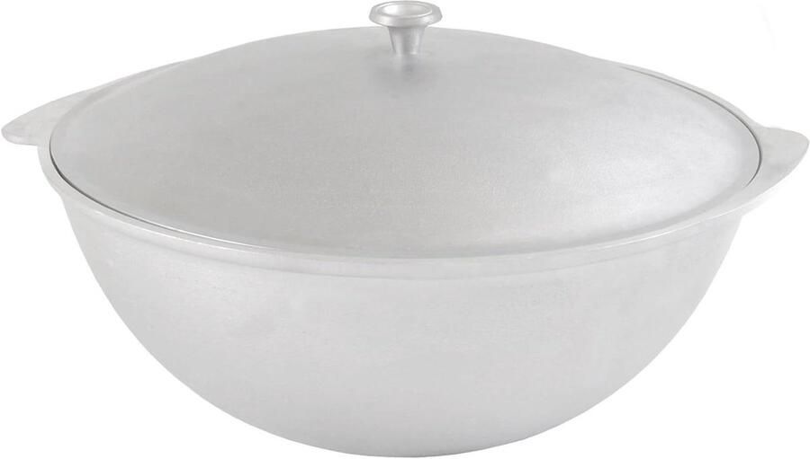 Aziatische Kazan Pan Wok Pan Buiten Koken Gebogen Binnenkant 45 liter Grijs