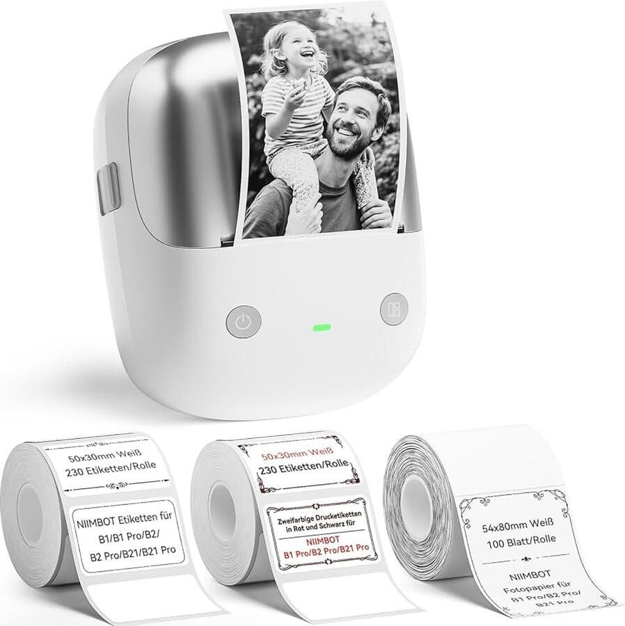 B2 Pro labelprinter met 3 rollen waterdichte etiketten zelfklevend 300 DPI labelapparaat Bluetooth labelprinter voor foto's adresetiketten prijskaartjes zilver