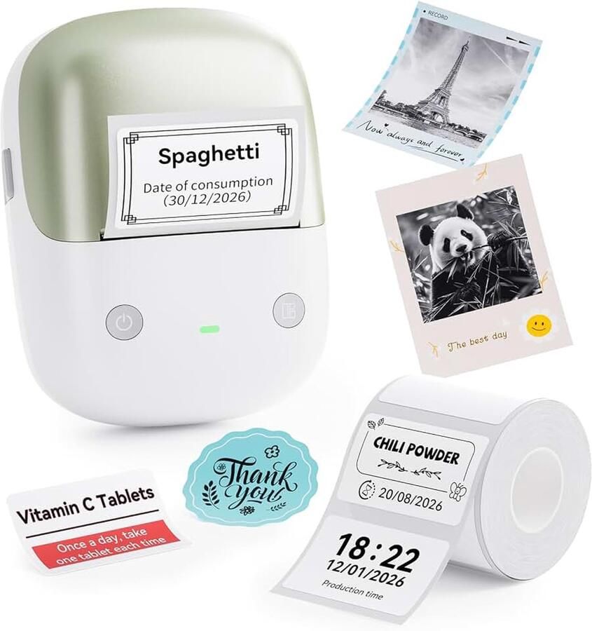B2 Pro Labelprinter met waterdichte etiketten zelfklevend 300 dpi labelprinter printbaar in rood en zwart Bluetooth labelprinter voor adresetiketten prijskaarten barcode groen