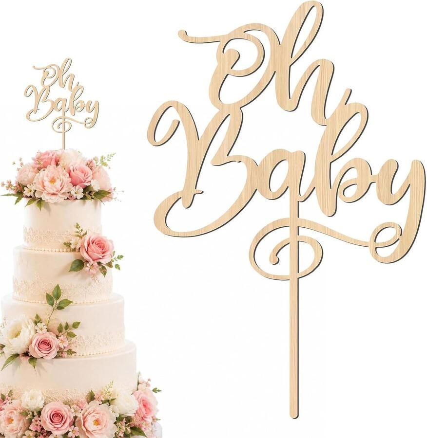 Baby Houten taarttopper babyshower cake geslachtsonthulling cake-insteeker voor babyshower een luiercadeau Gender Reveal partijdecoratie Stijl-1