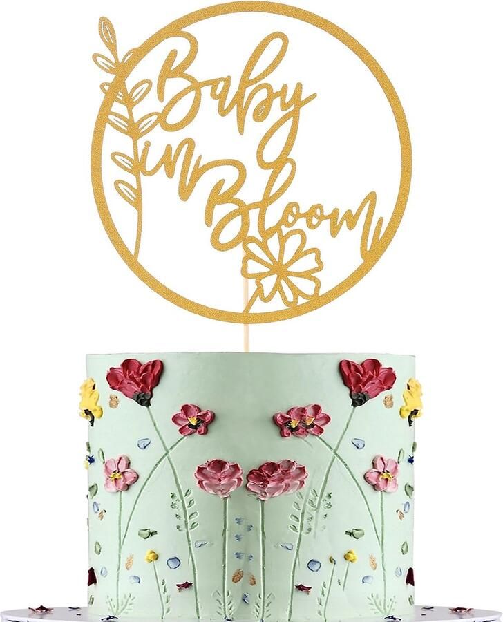 Baby in bloei taarttopper bloementhema babyshower taarttopper bloemen babyshower geslacht onthullen patry taartdecoraties