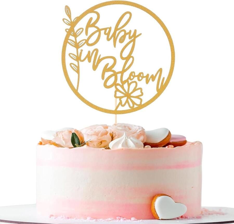Baby In Bloom Cake Topper glitter Baby Shower Cake Topper voor geslachtsopenbaring taartdecoraties verjaardagsfeest gunsten benodigdheden decor