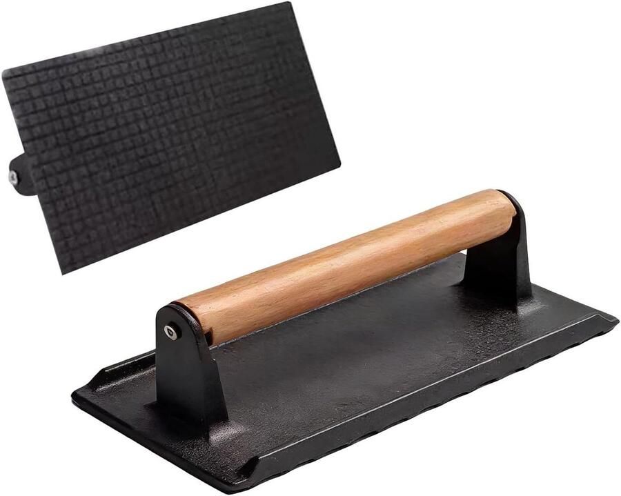 Vleespers Burgerpers Grillpers Gelijkmatig Grillen Ergonomisch Houten Handvat 218 cm Zwart