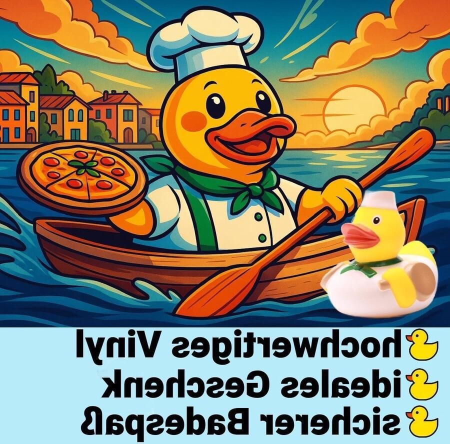 Badeend Pizza Bakker Sprekende eend Badkamer plezier Met piepfunctie 8.5 cm Geel