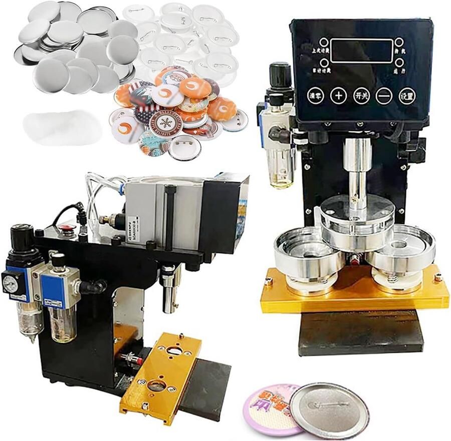 Badge-maakmachine doe-het-zelf-apparatuur voor het maken van buttons instelbare luchtdruk meerdere matrijsopties tot 500 stuks per uur voor toepassingen 25mm