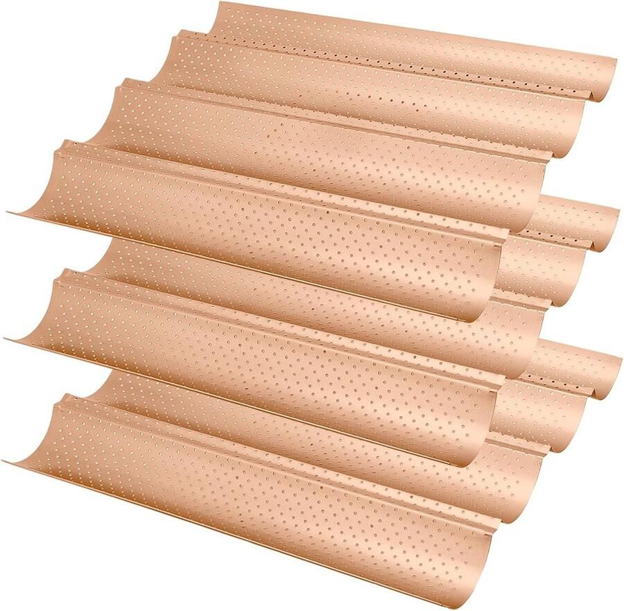 Baguette bakplaat voor 4 baguettes perforated carbon staal antiaanbaklaag 38 x 33 cm ideaal voor thuisbakken en ambachtelijk brood