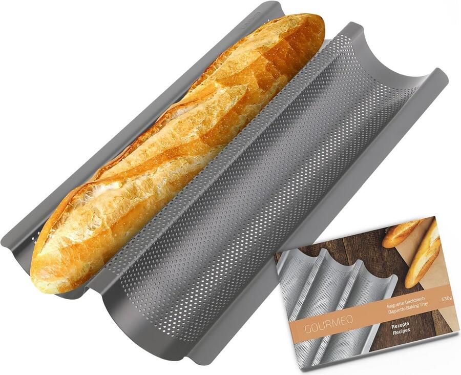 Baguette Bakplaat voor 3 Baguettes met Antiaanbaklaag 38.5 x 28.5 x 3.5 cm - Foto 2