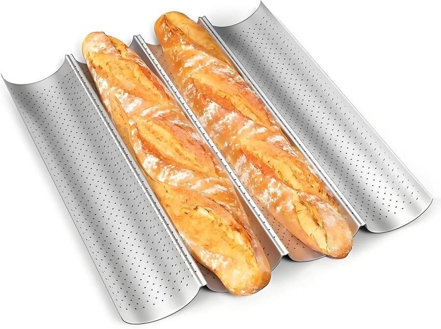 Baguette Bakvorm Brood Bakplaat Brood Bakken Geperforeerd Ontwerp 4 Slots Grijs