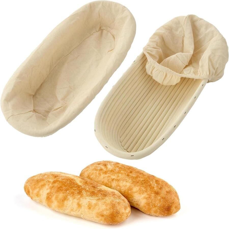 Baguette Broodmand Rijsmand Brood Bakken Natuurlijk Rotan Materiaal 15 Inch Ovaal Beige